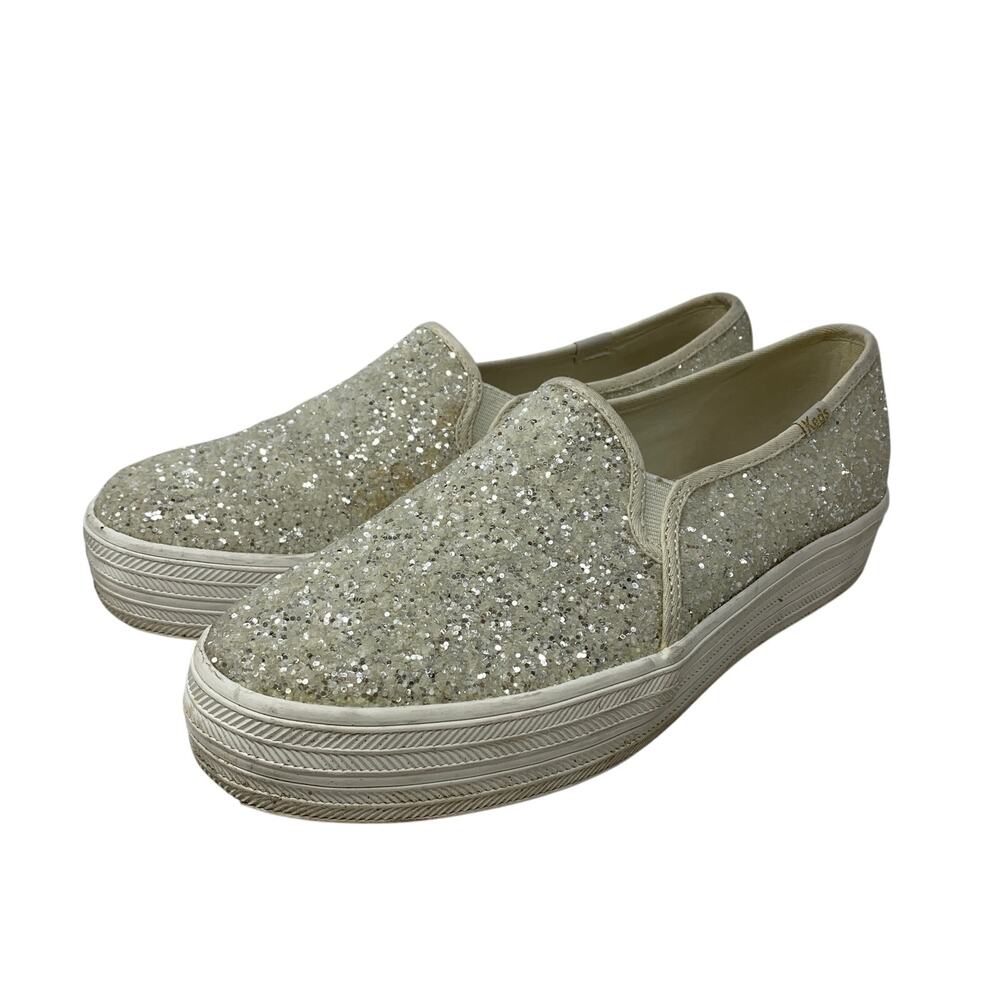 Keds X Kate Spade New York Triple Decker Glitter Sneakers Womens Size 10 White